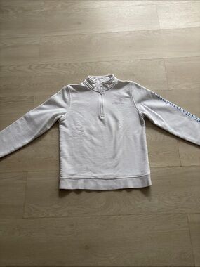 Vineyard Vines White Half-Zip Sweatshirt with Light Blue Logo